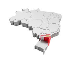 Wall Mural - Brazil map with Santa Catarina state flag in 3d render