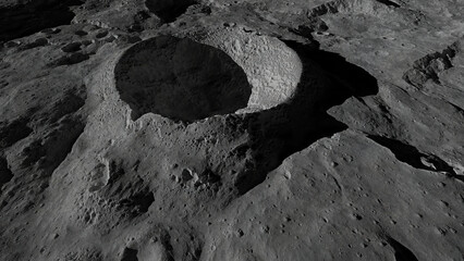 Wall Mural - moon surface, crater in lunar landscape background
