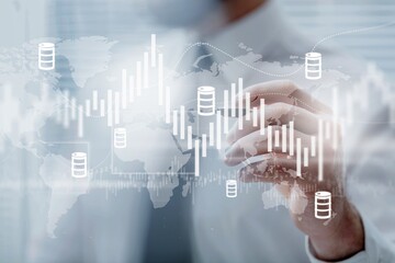 Wall Mural - Oil energy graph of the world market, economy concept, Businessman touch chart with the indicator on the oil price