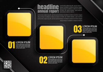 Wall Mural - infographics design, 3 process chart diagram template for presentation workflow, abstract timeline elements, flow chart business yellow and black color layout concept