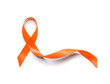 Orange awareness ribbon on white background. Kidney cancer concept