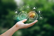 © Kannapat - Hand of human holding circular economy icon, Circulating in an endless cycle, Business and world sustainable environment concept.