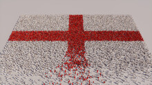 A Crowd Of People Coming Together To Form The Flag Of England. English Banner On White.
