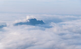 Fototapeta Mapy - Sea of fog sky above white clouds beautiful view on the nature green mountain in the morning mist outdoor on  holiday.