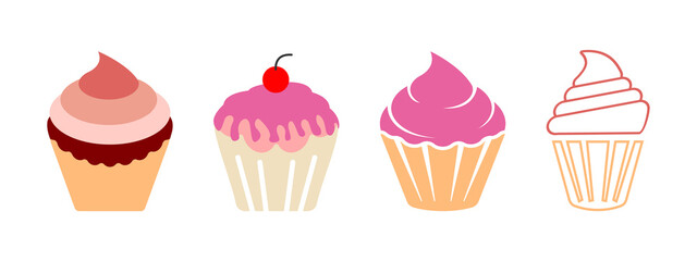 Poster - Cupcake icon set design template vector illustration