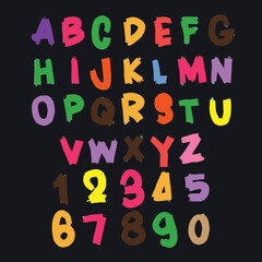 Wall Mural - watercolor Paper cut alphabet and number typography Illustrator set