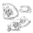 Hand drawn vector french crepes pancake illustration