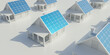Eco house with sun solar panel on roof on white background. Overhead view. 3d render