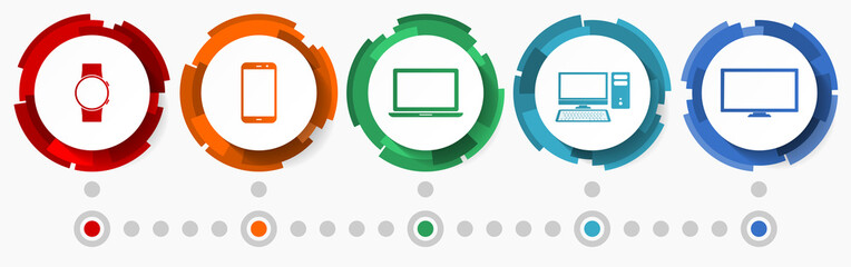 Poster - Electronic devices concept vector icon set, technology infographic template,  web buttons collection