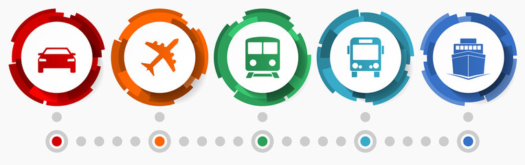 Poster - Transport concept vector icon set, vehicles infographic template, travel web pointers collection