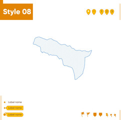 Naklejka na meble Abkhazia - grid map isolated on white background. Outline map. Simple line, vector map.