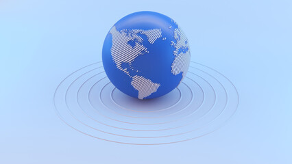 Leinwandbilder - Planet earth 3d render/Planet earth with continents, consisting of 3d elements. The technological background can be used to demonstrate the processes of science and education. 