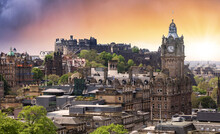 Edinburgh Castle, Scotland At Sunset
