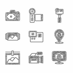 Wall Mural - Set Action extreme camera, Cinema, Photo, frame, and icon. Vector