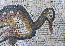 Duck On A Byzantine Mosaic Tiles In Beiteddine Palace , Mount Lebanon Governorate, Beit Ed-Dine, Lebanon