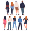 © topvectors - People Characters Standing in Row Back View Vector Illustration Set