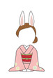 Japanese kimono rabbit Face-fitting 2023 new year card