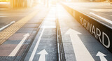 The idea of moving forward in work, future travel, next route, goal progress concept, A future of amazing travel awaits.