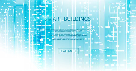 Smart building concept design for city illustration.