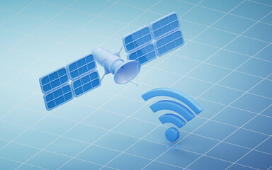 Wall Mural - Wireless network technology with wifi sign, 3d rendering.