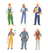 © alex_cardo - workers. people of different industrial professions engineers painters technicians in uniform clothes male and female persons standing. Vector characters