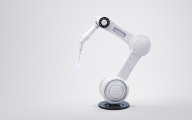 Mechanical arm with white background, 3d rendering.