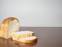 Fresh Slice Loaf Bread On The Table Copy Space