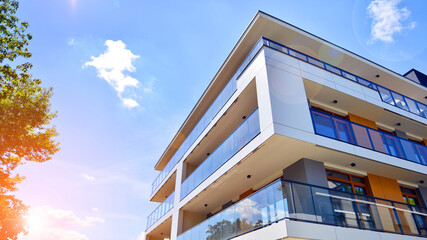 Wall Mural - Modern apartment building facade, new apartment buildings exterior.