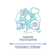 © bsd studio - Analyse situation turquoise concept icon. Strategy for emotional regulation abstract idea thin line illustration. Isolated outline drawing. Editable stroke. Arial, Myriad Pro-Bold fonts used