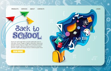 Back to school landing page template vector design