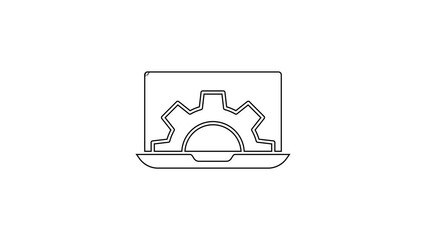 Black line Software, web development, programming concept icon isolated on white background. Programming language and program code on screen laptop. 4K Video motion graphic animation