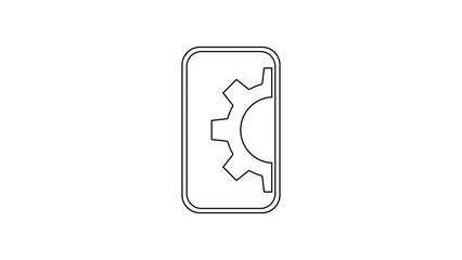 Black line Software, web development, programming concept icon isolated on white background. Programming language and program code on screen mobile. 4K Video motion graphic animation