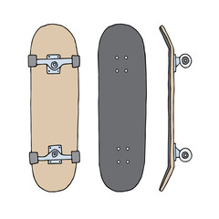 Canvas Print - Vector set of hand drawn doodle sketch skateboard isolated on white background