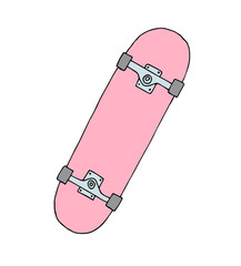 Poster - Vector hand drawn doodle sketch pink skateboard isolated on white background