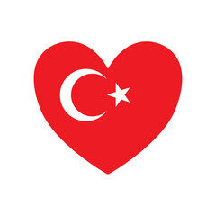 Wall Mural - Vector flat Turkish Turkey flag heart isolated on white background