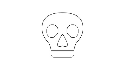 Wall Mural - Black line Skull icon isolated on white background. 4K Video motion graphic animation