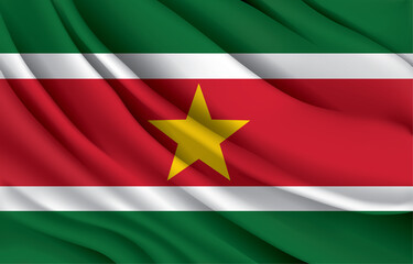 Wall Mural - Suriname national flag waving realistic vector illustration