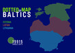 dotted map of the baltics, estonia, latvia and lithuania