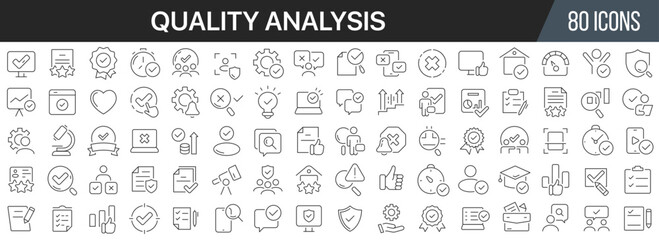 Leinwandbilder - Quality analysis line icons collection. Big UI icon set in a flat design. Thin outline icons pack. Vector illustration EPS10
