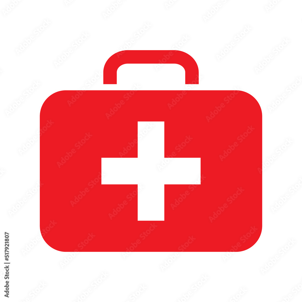 First aid kit icon symbol. cross safety medical treatment help