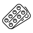 © imdproduction - Pill pack icon, round medicines in package line or outline illustration.