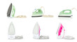 © Puttachat - set of steam iron isolated on white background. iron housework ironed electric tool clean white background. ironing steam housekeeping.