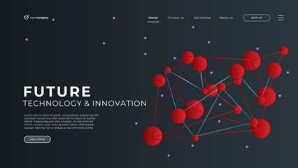Landing page banner template. Smartphone realistic 3d illustration, mobile interface concept. Vector layout design.