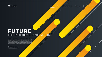 Wall Mural - landing page banner template. smartphone realistic 3d illustration, mobile interface concept. vector
