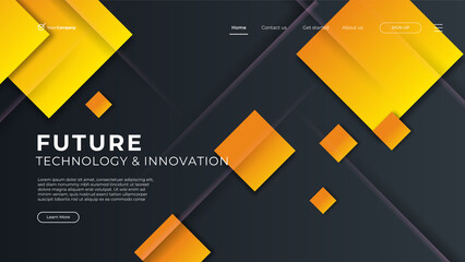 Wall Mural - landing page banner template. smartphone realistic 3d illustration, mobile interface concept. vector
