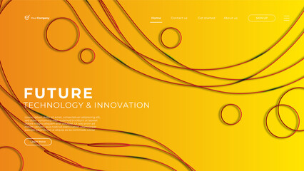 Wall Mural - landing page banner template. smartphone realistic 3d illustration, mobile interface concept. vector
