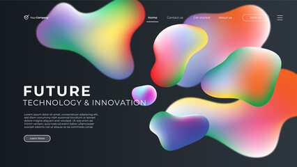 Wall Mural - landing page banner template. smartphone realistic 3d illustration, mobile interface concept. vector