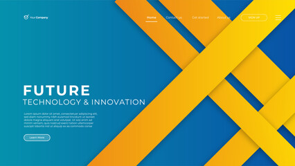 Wall Mural - Creative horizontal website screen part for responsive web design project development. geometric banner layout mock up. Corporate landing page vector illustration template.