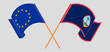 Crossed flags of the European Union and Guam. Official colors. Correct proportion