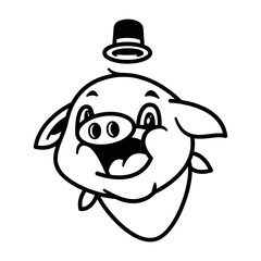 pig close up illustration line art